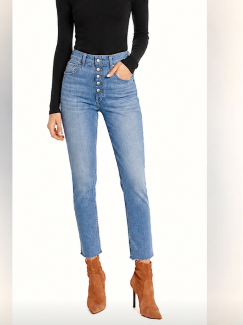 Rag & Bone Nina High Rise Button Fly Raw Hem women's Jeans Size 25